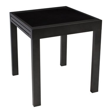 DEGAMO Gartentisch TORINO (1-St), 65x65cm, ausziehbar auf 130cm, Aluminium anthrazit, Glas schwarz