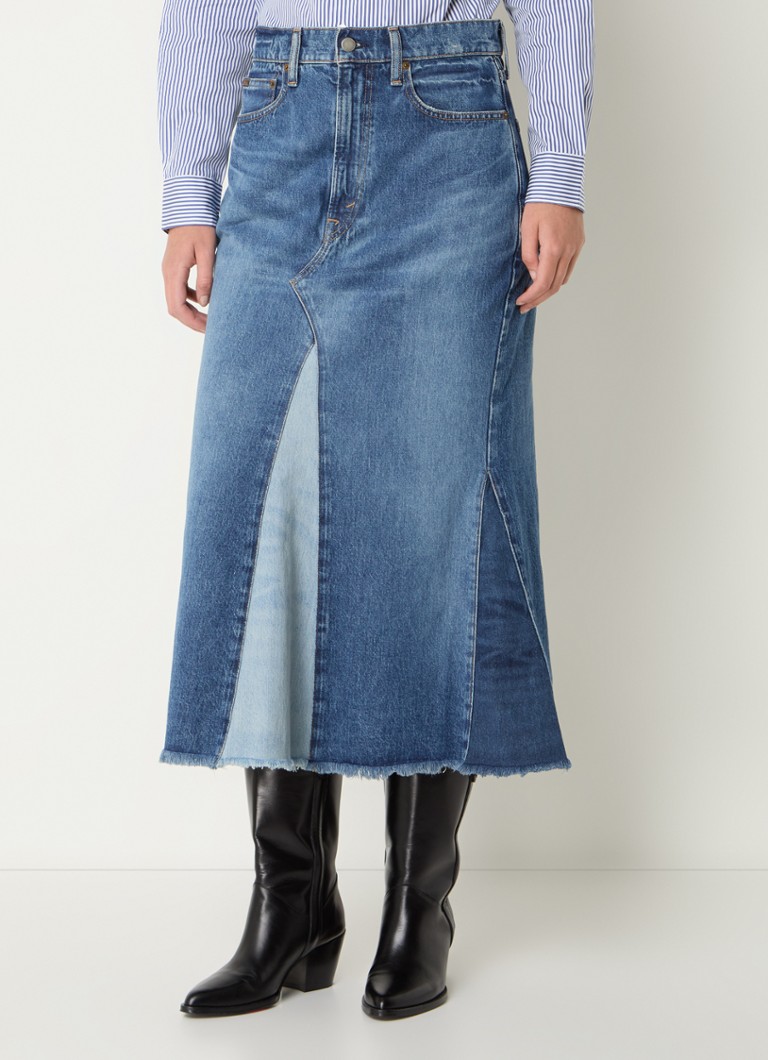 Gonna midi in denim Ralph Lauren con tasche laterali