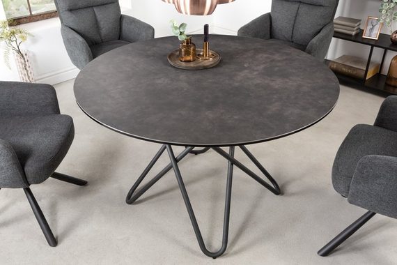 riess-ambiente Esstisch ELLIPSE 120cm anthrazit / schwarz (Einzelartikel, 1-St), Keramik · Metall · rund · Industrial Design