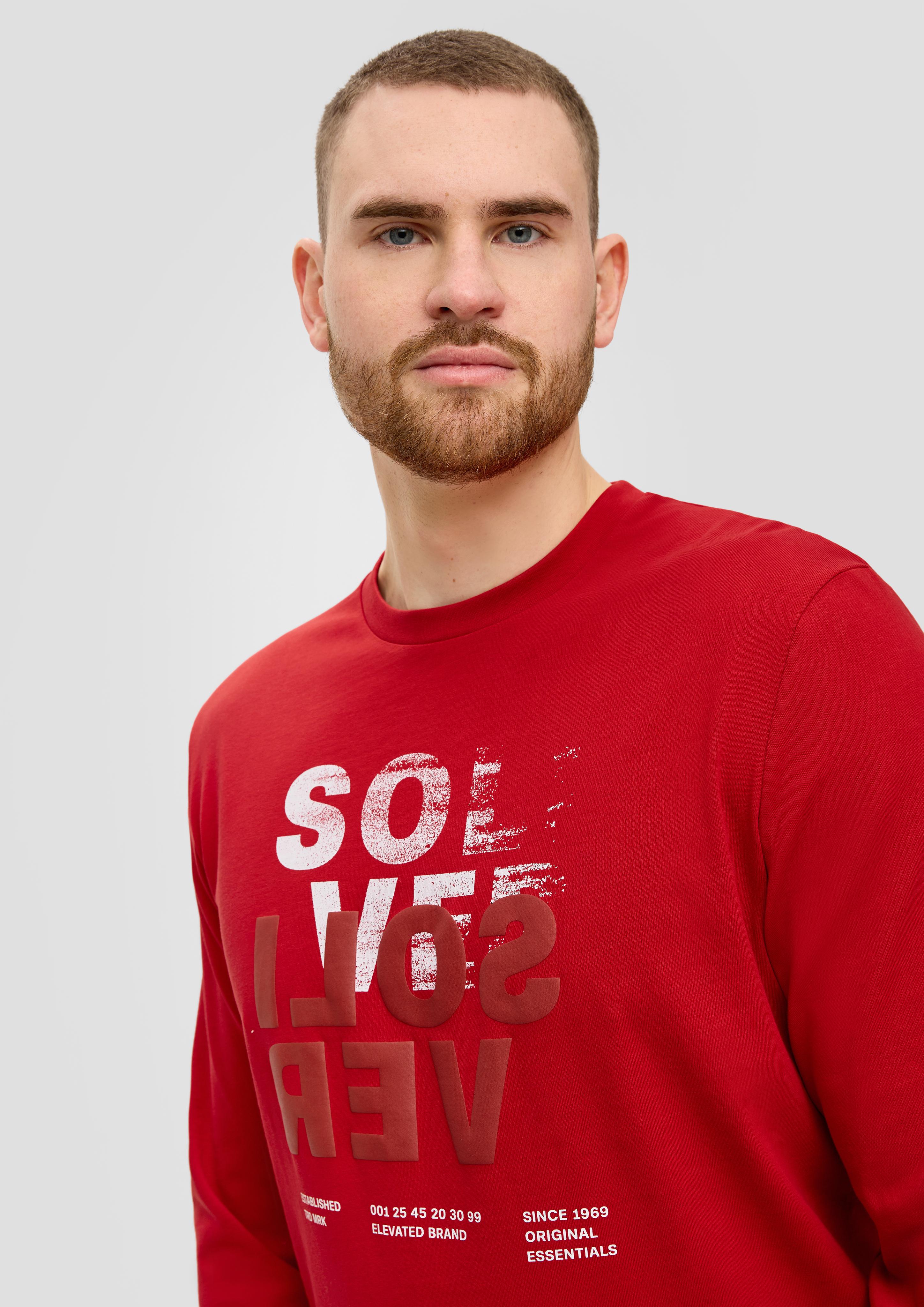 Longsleeve mit gummiertem Label-Print  2143325-31D1
