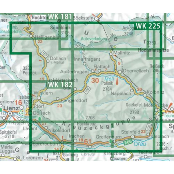 Mölltal - Kreuzeckgruppe - Drautal 1 : 50 000. WK 225 - Wanderkarte
