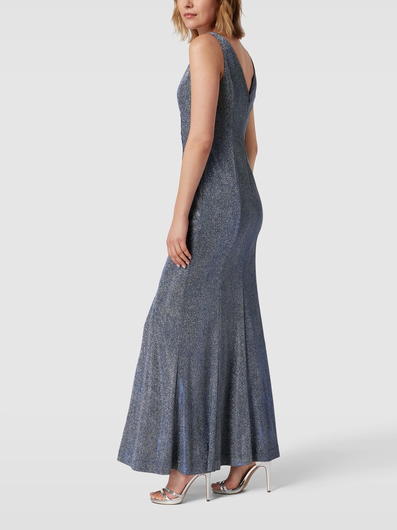 Kleid mit V-Ausschnitt in silber meliert