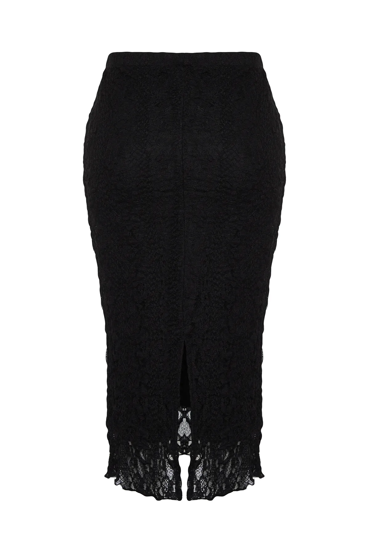 Trendyol Curve  Midi-Strickrock aus schwarzer Spitze TBSSS24AZ00027