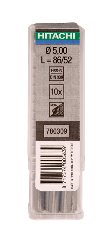 Accessori HiKOKI 780306 Punte per metallo HSS-G DIN 338 4,75x80 mm 10 pezzi