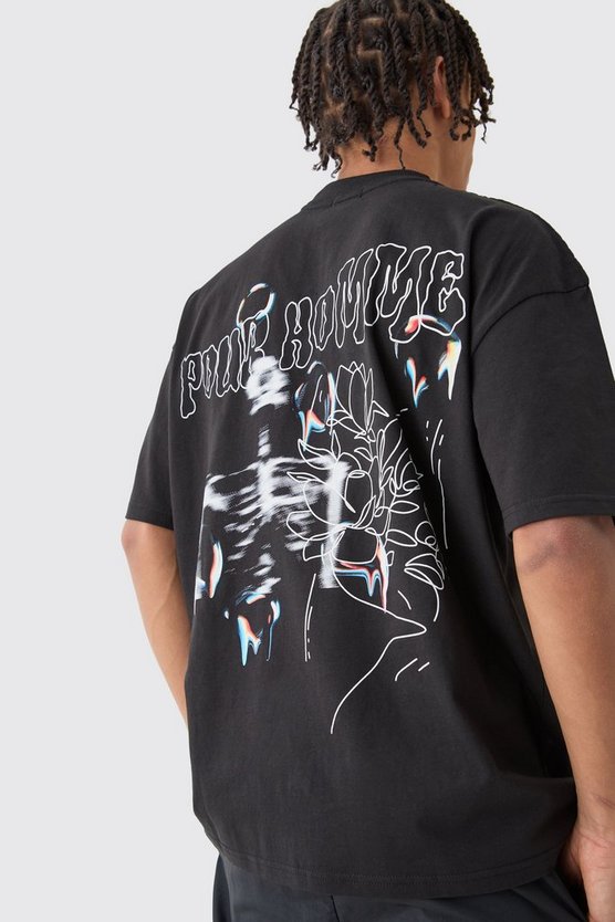 Oversize T-Shirt mit Pour Homme Print