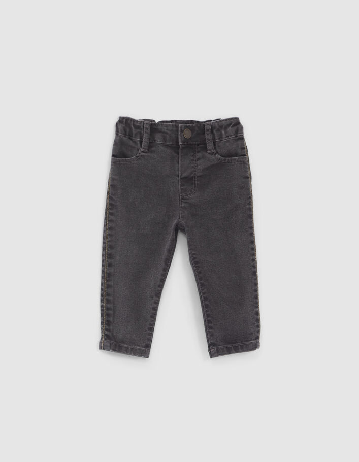 Jean gris décor microbilles côtés bébé fille