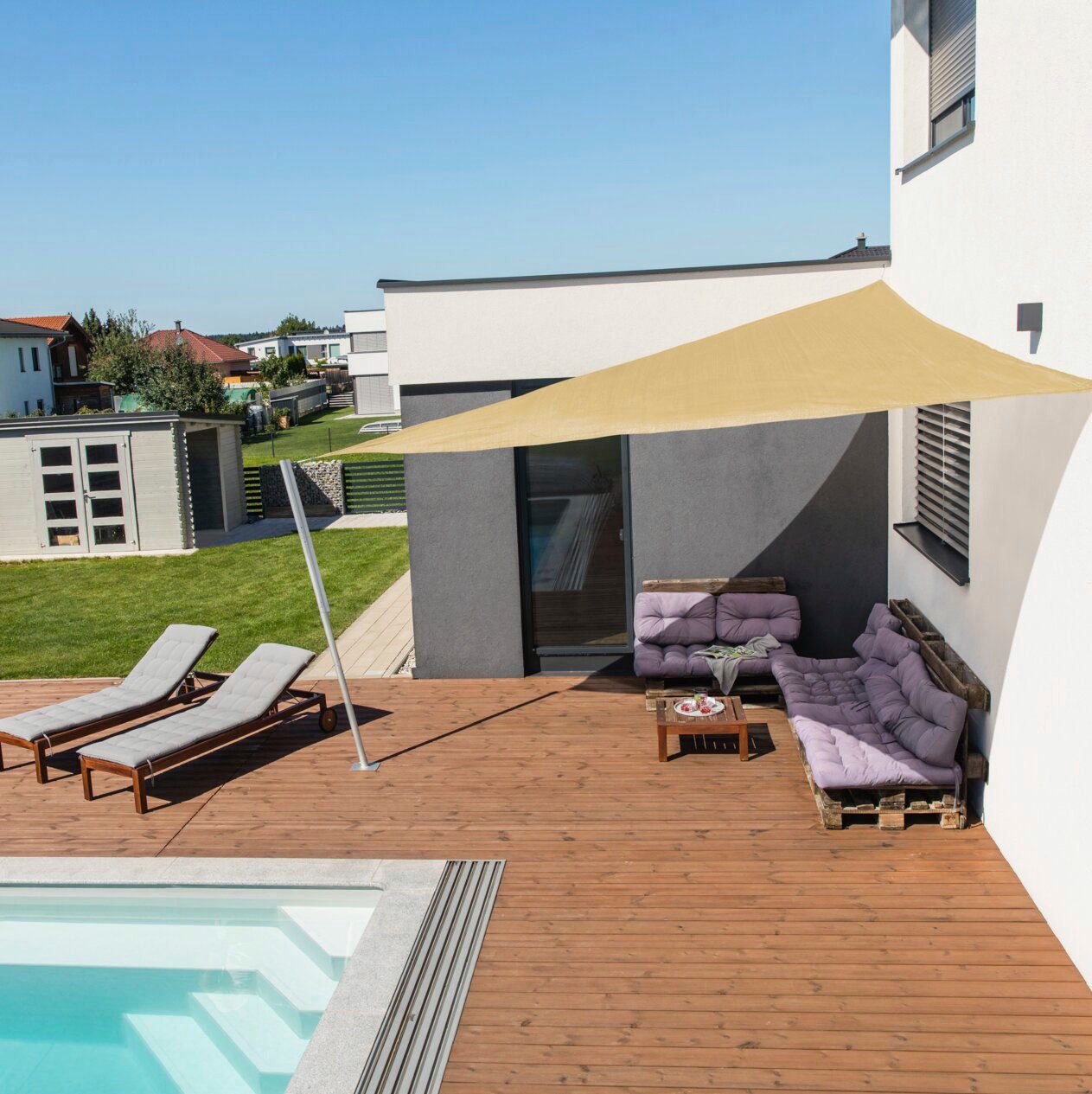 Windhager Sonnensegel Capri Dreieck, 5x5x5m, champagner