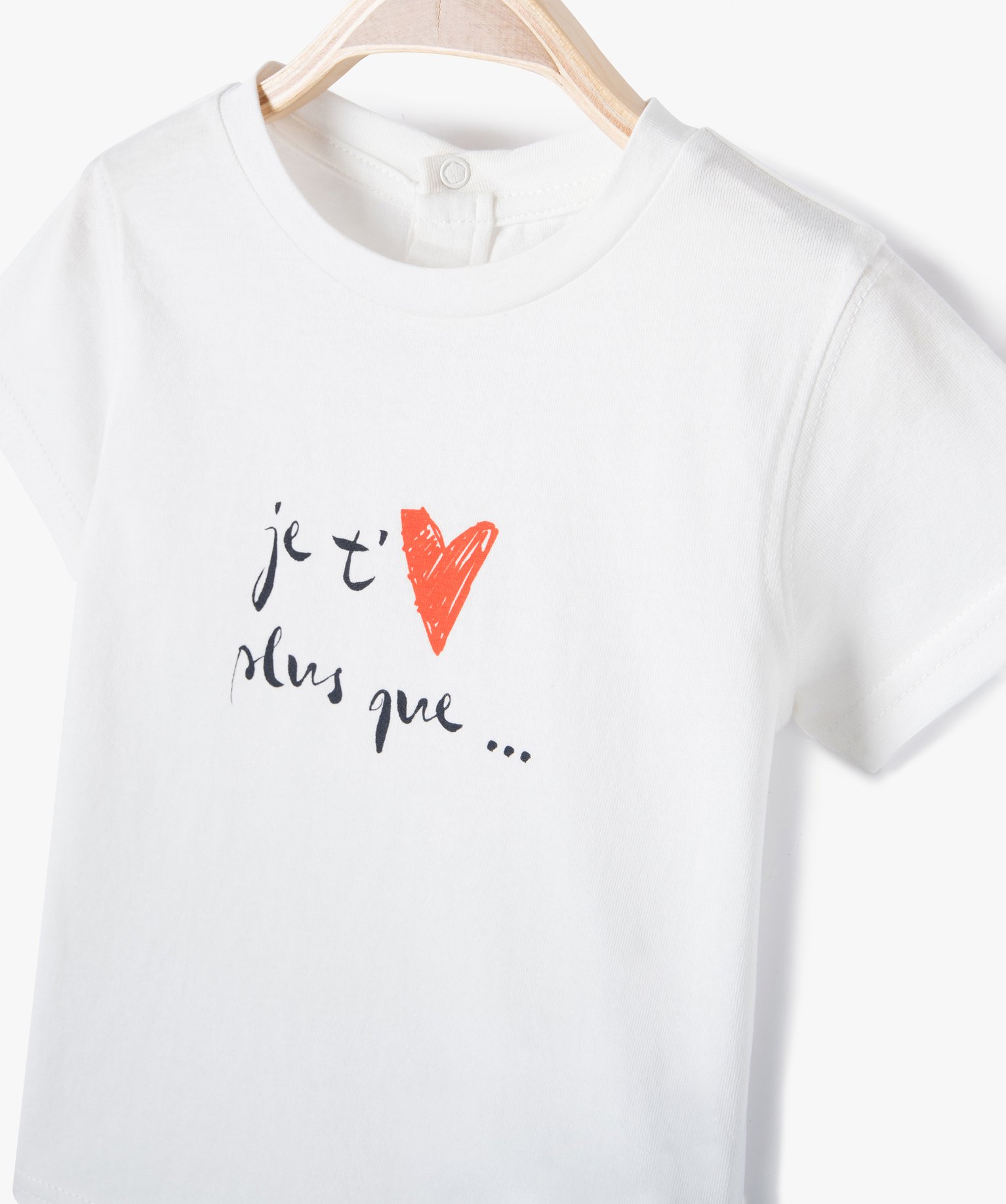 Tee-shirt bébé à manches courtes avec inscription ecru | GEMO