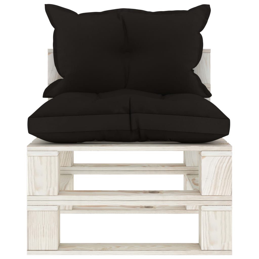 vidaXL Loungesofa Garten-Paletten-Mittelsofa mit Kissen in Schwarz Holz, 1 Teile