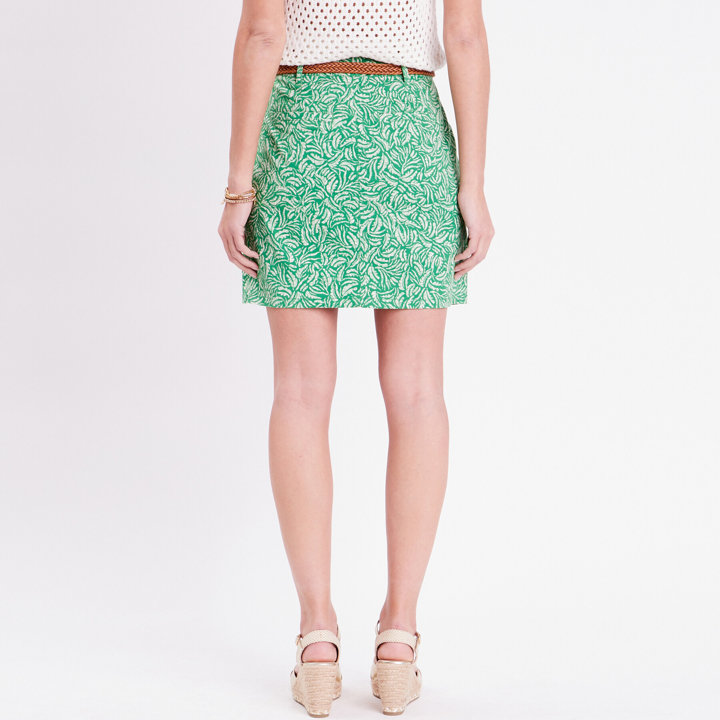 Jupe chino droite ceinturée vert femme | Cache Cache