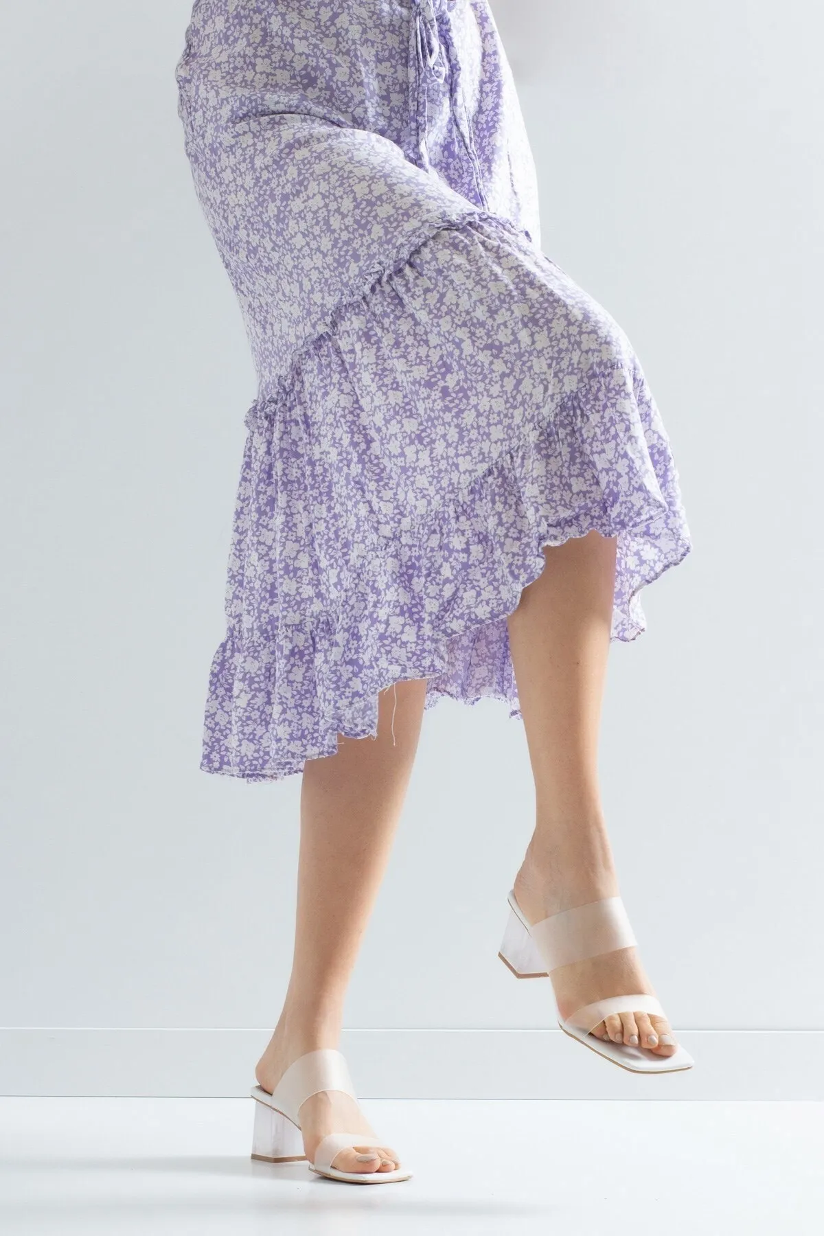 LuviShoes  Weiße Hautabsätze für Damen, transparente Damenhausschuhe 123
