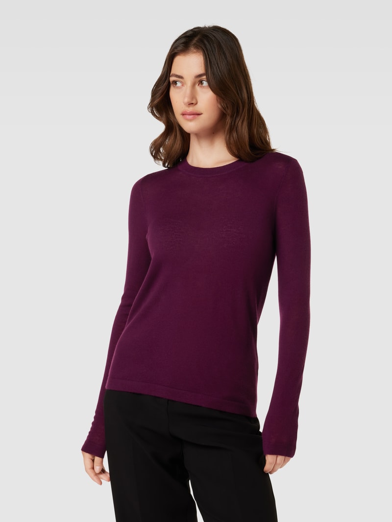 Strickpullover mit Runhalsausschnitt in pflaume