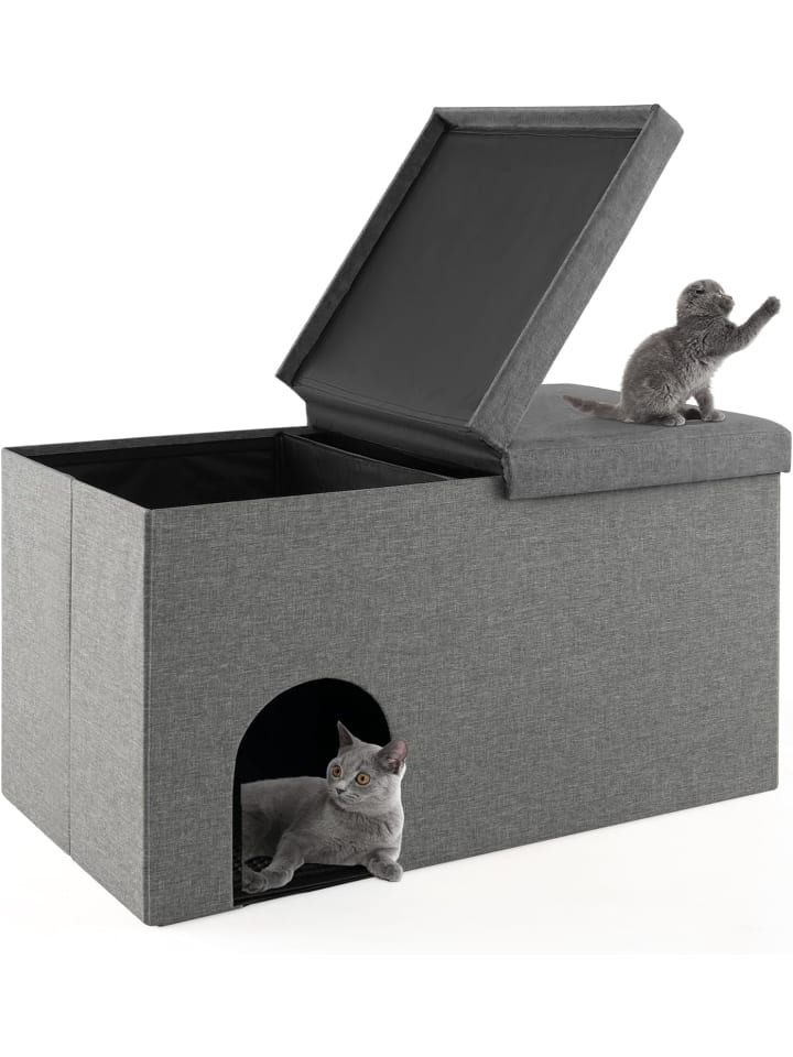 COSTWAY 2in1 Katzenhaus Sitzbank in Grau günstig kaufen onesize