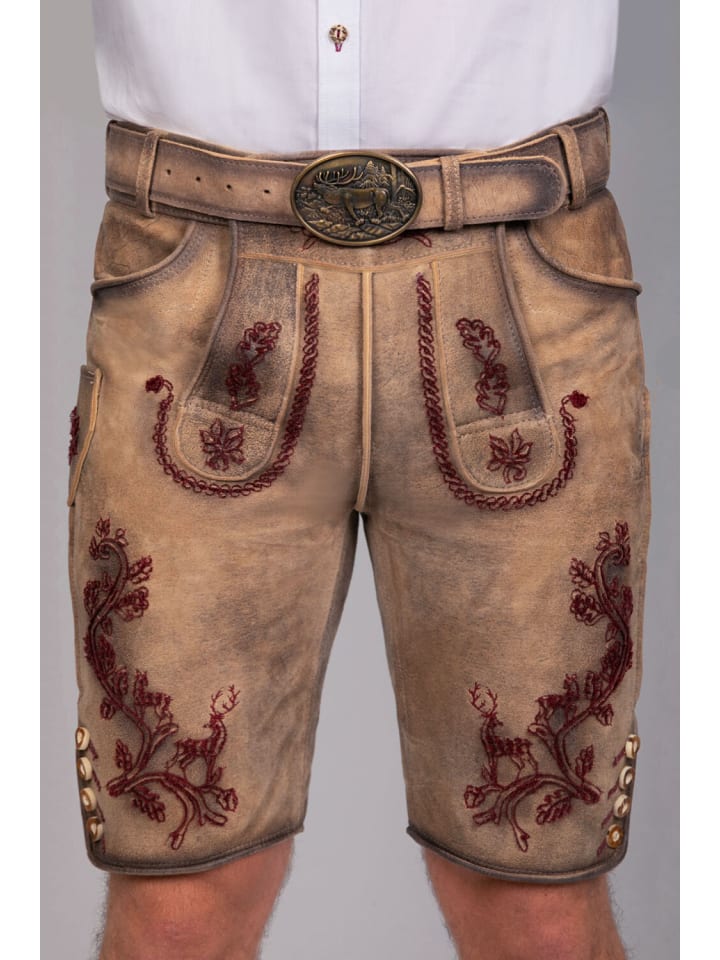 Edelnice Kurze Wildbock Lederhose Emil in dunkelbraun günstig kaufen