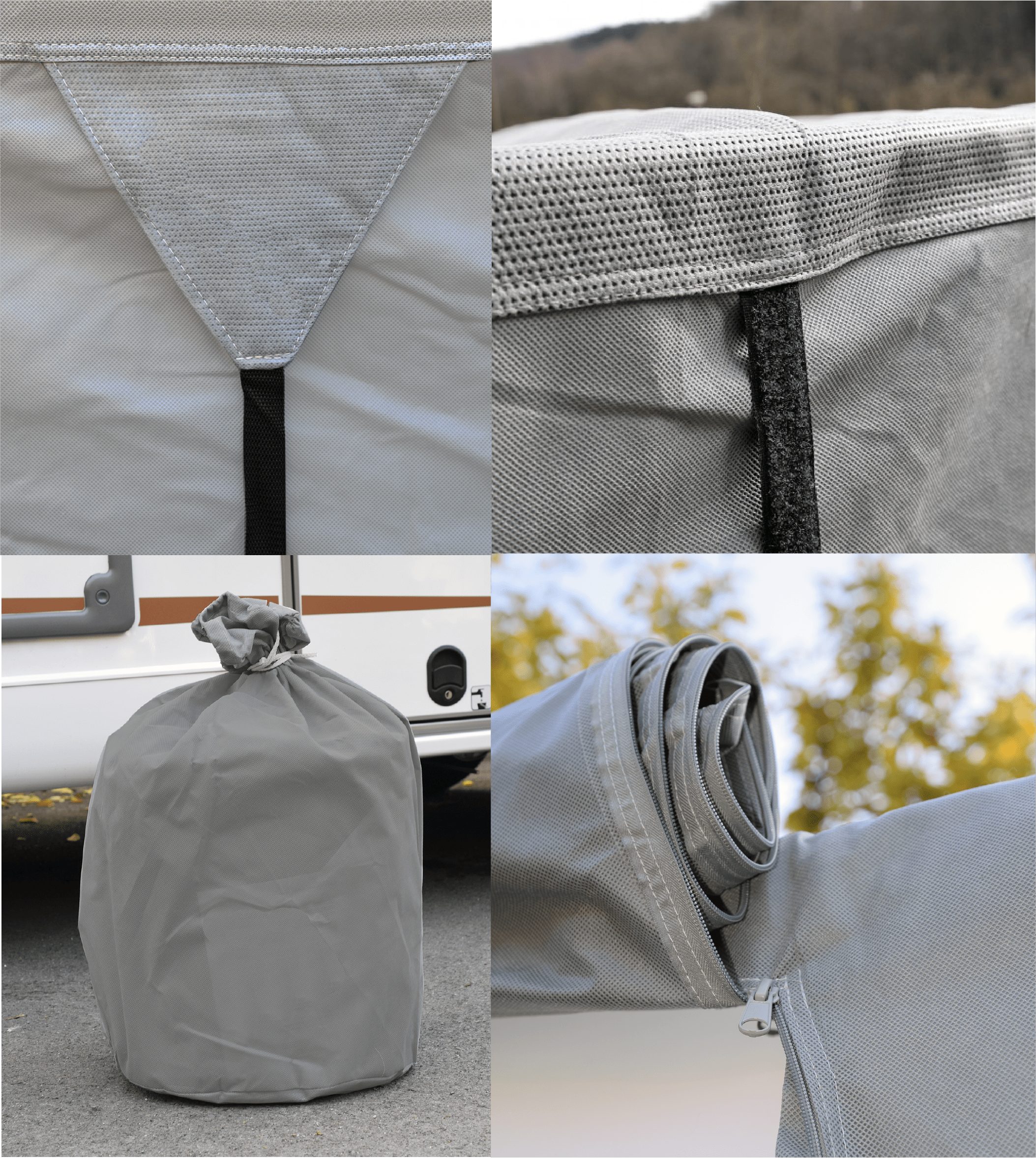 Green Yard Wohnwagenschutzhülle Wohnwagenschutzhülle Wohnwagen Abdeckplane Caravan Cover M 550x250x220 (1 Stück, Inkl. Tragetasche), UV-beständig, schimmelresistent und reißfest