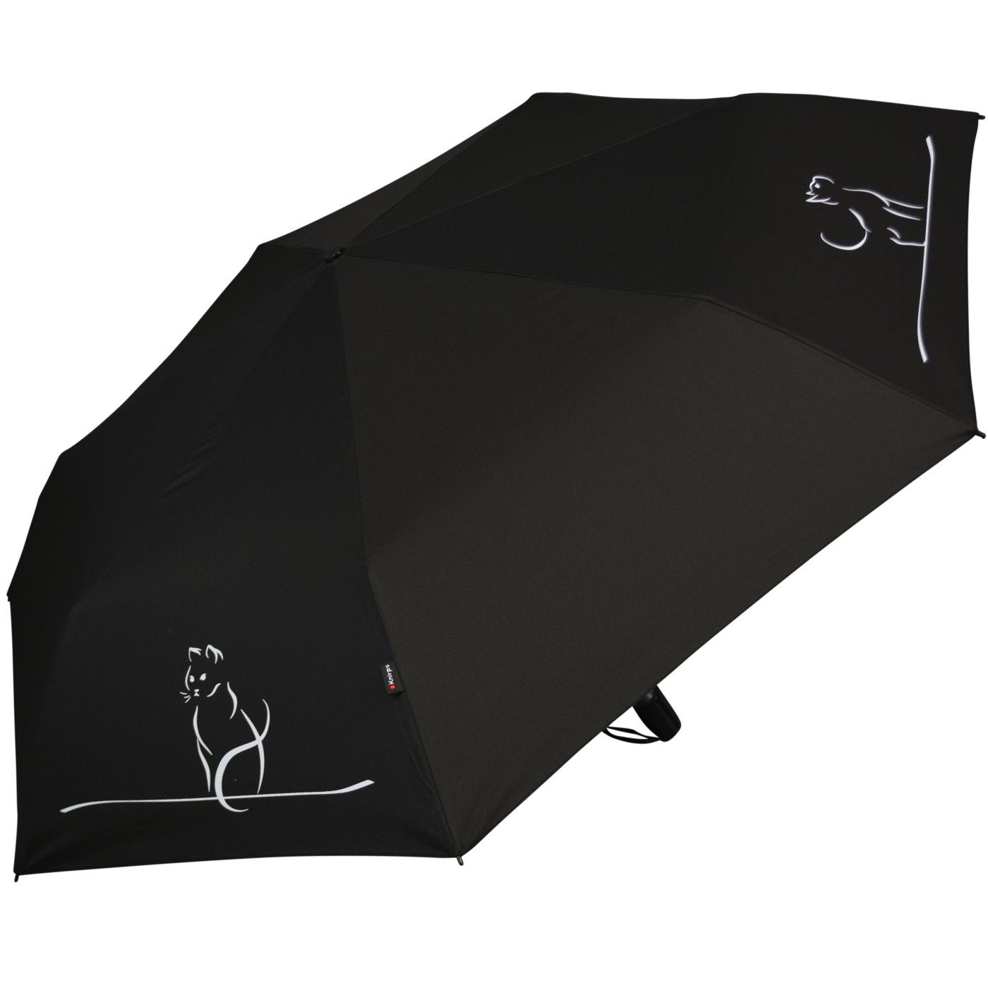 Knirps® Taschenregenschirm leichter, kompakter Schirm mit Auf-Zu-Automatik, schönes Katzen Design für Damen - Cat move