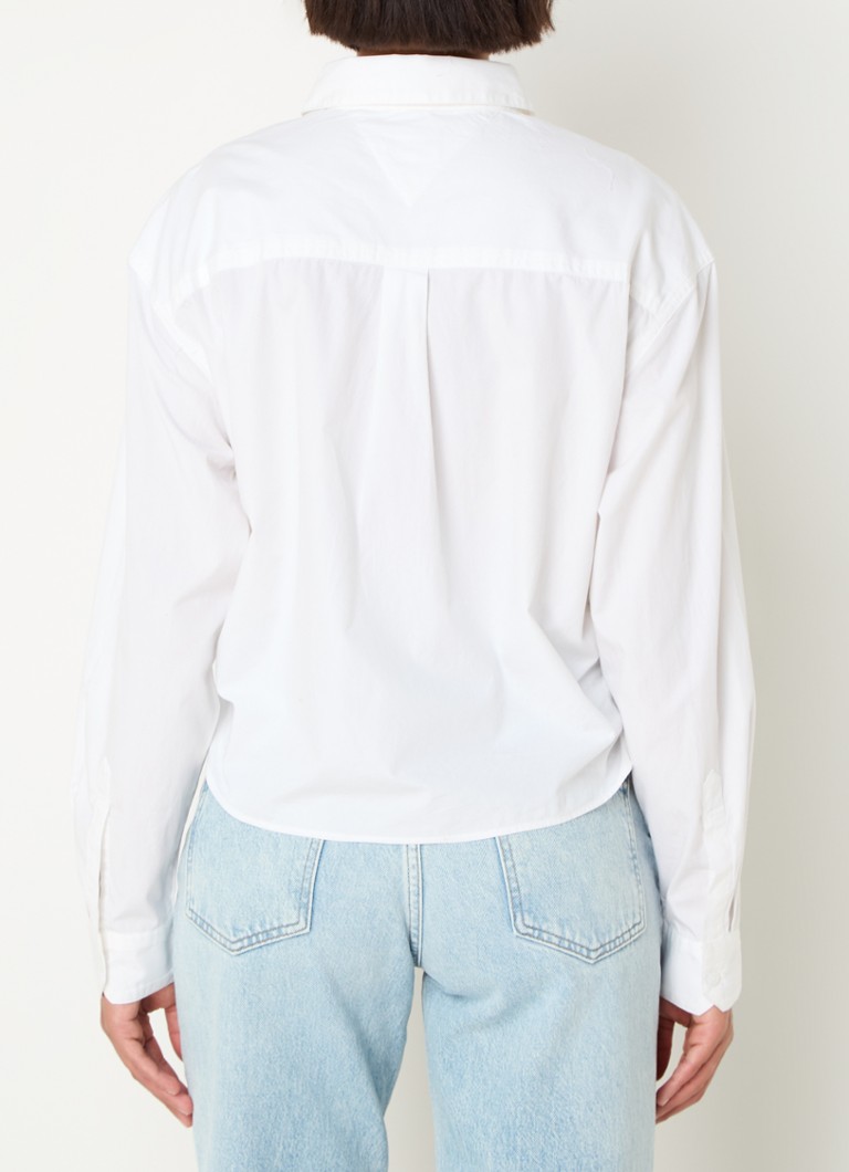 Tommy Hilfiger cropped blouse with logo embroidery and bow detail