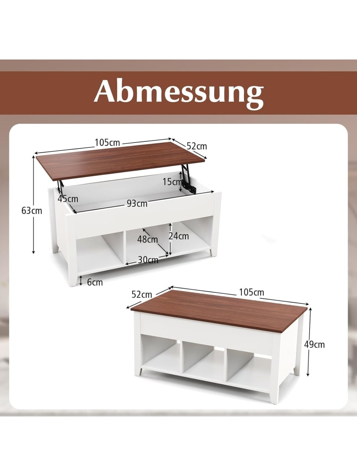 COSTWAY Couchtisch in Beige günstig kaufen onesize
