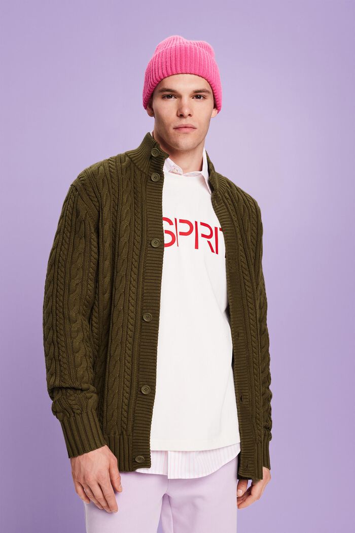 Zopfstrickcardigan aus Bio-Baumwolle