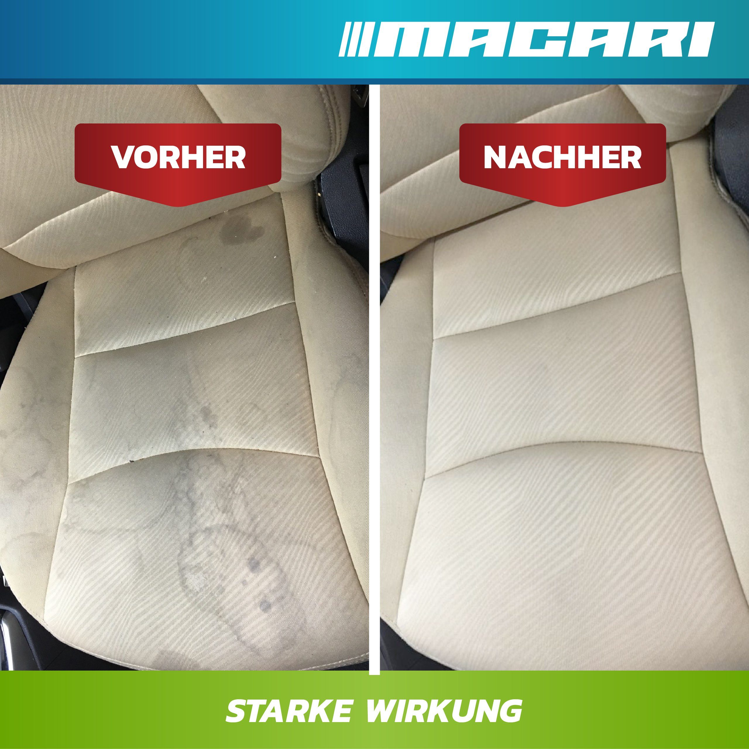 Macari 500 ml Premium Polsterreiniger Sofa & Auto, Couch, Matratzen, Autositz Polsterreiniger