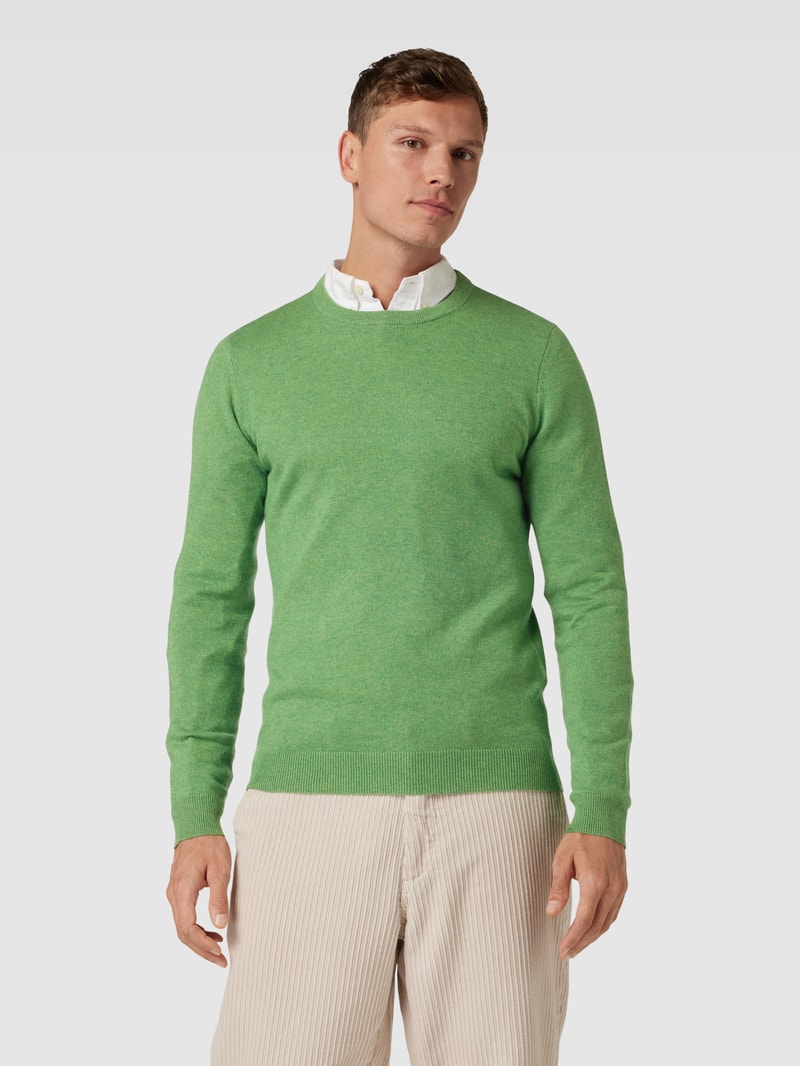 Strickpullover in melierter Optik in lindgrün meliert