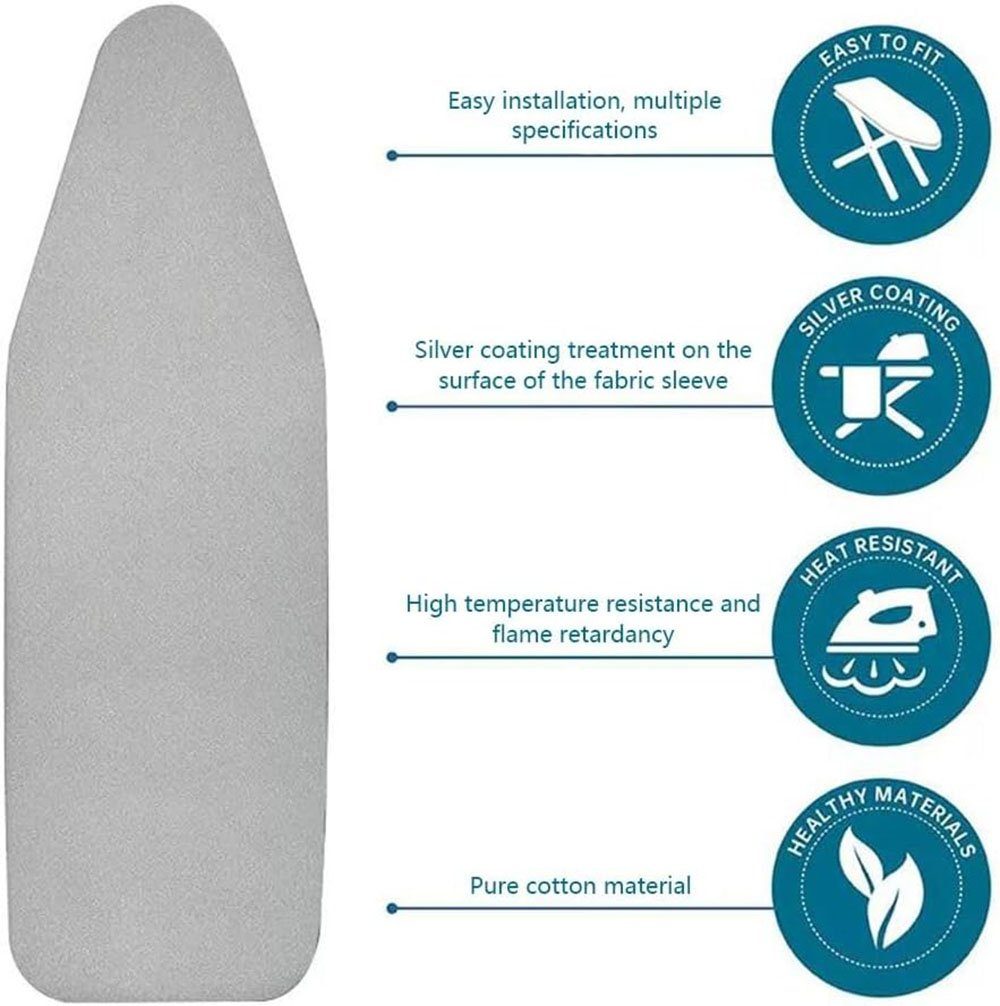 ASLENY Bügelbrettbezug Bügelbrettbezug 120x40cm, Cotton Comfort, Zubehör für Bügeltische, Ersatz-Bügelbrettbezug Grau, strapazierfähige, reißfeste Oberschicht