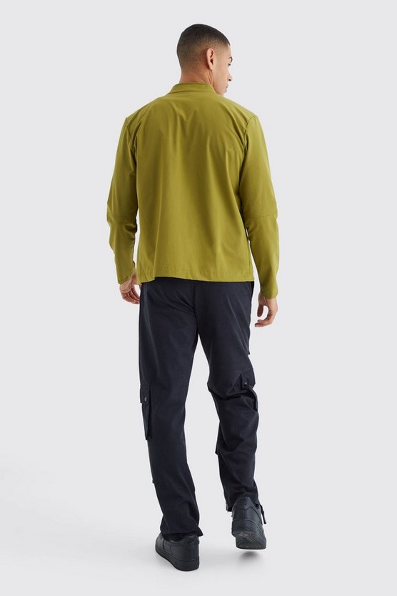Langärmliges Overshirt mit Stretch-Einsatz und Reißverschluss