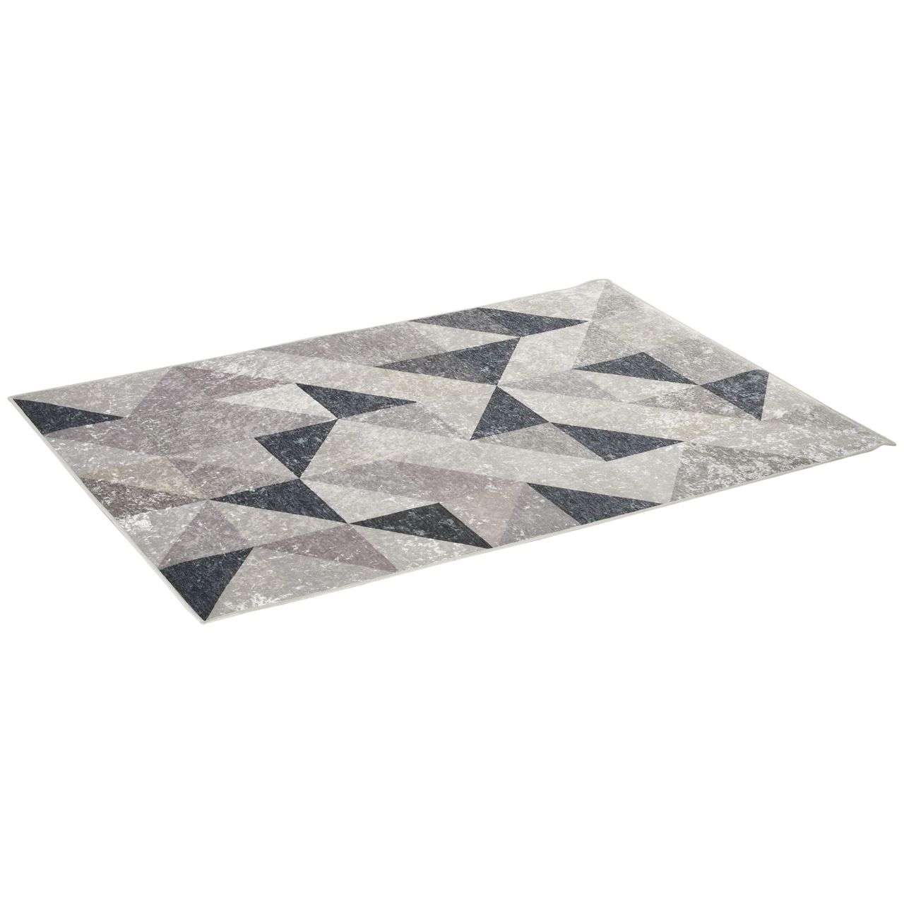 HOMCOM Teppich im Trenddesign moderner Teppich mit geometrischen Formen für Wohnzimmer Schlafzimmer Küche Polyester Grau Schwarz Weiß 120 x 170 cm