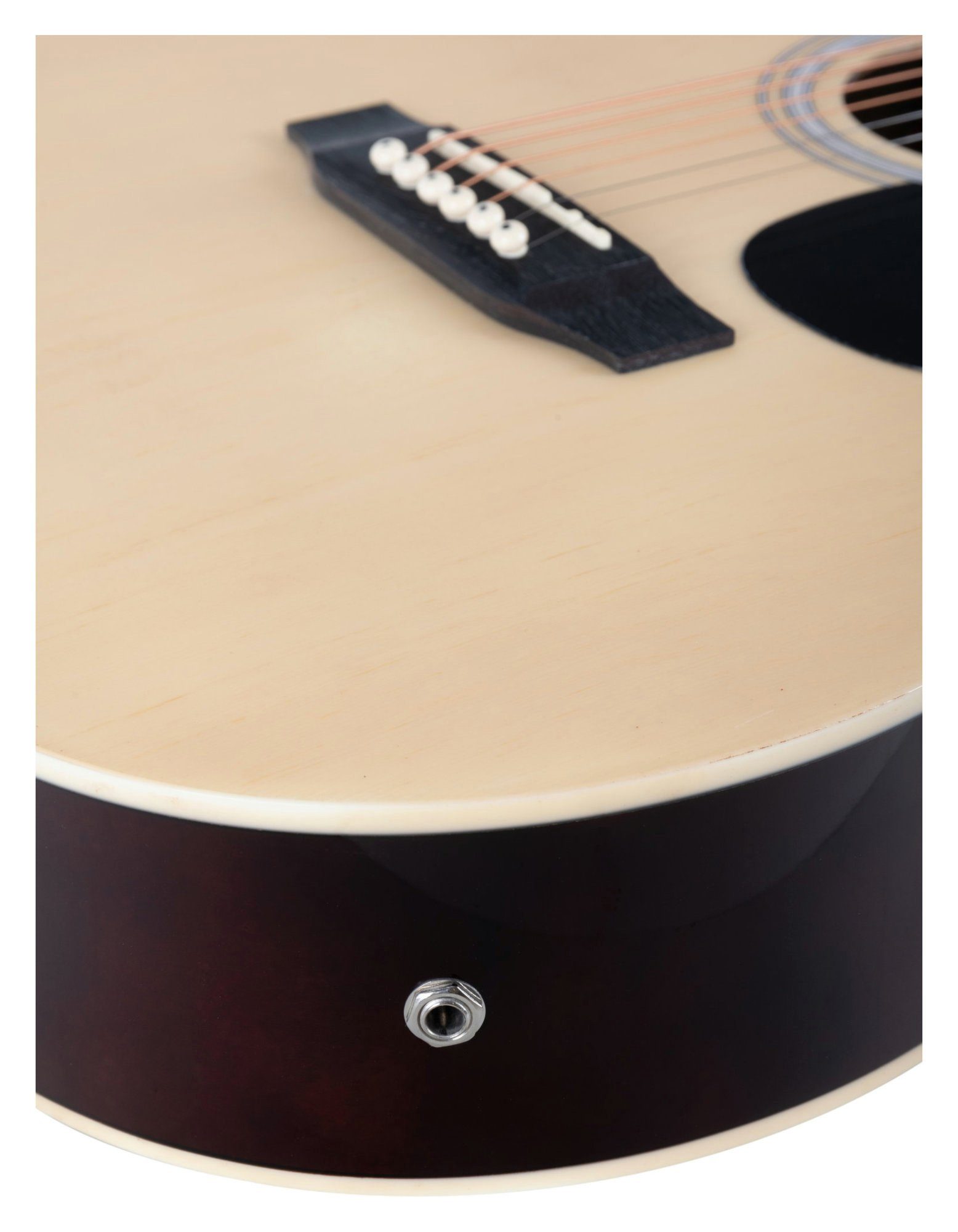 Rocktile Westerngitarre WSD-8CE-NT Slim Line Westerngitarren Set - Dreadnought Akustik Gitarre, Set inkl. Tasche, Ersatzsaiten, Gurt und Plektren