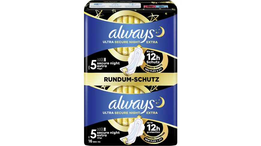 Always ULTRA Damenbinden Secure Night Extra mit Flügeln BigPack 16 Stück