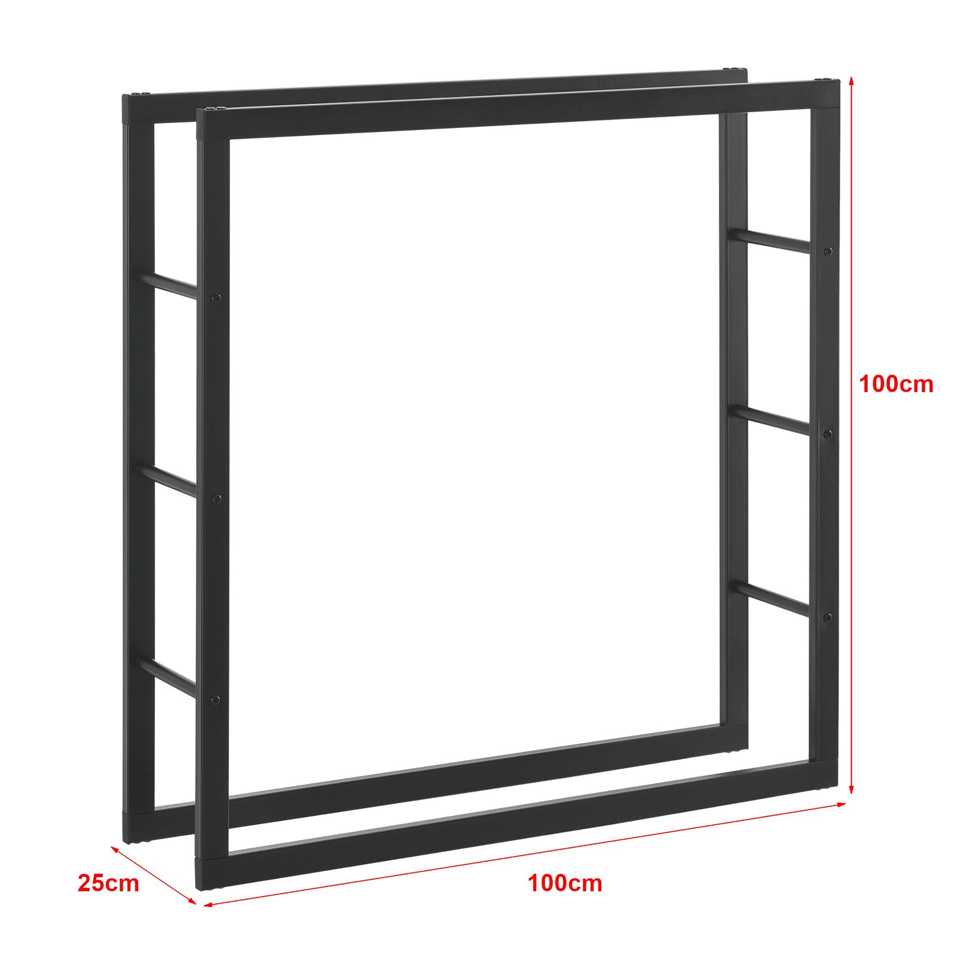 en.casa Kaminholzregal, BxTxH:100x25x100 cm, Täby Brennholzregal Metall 100x25x100cm