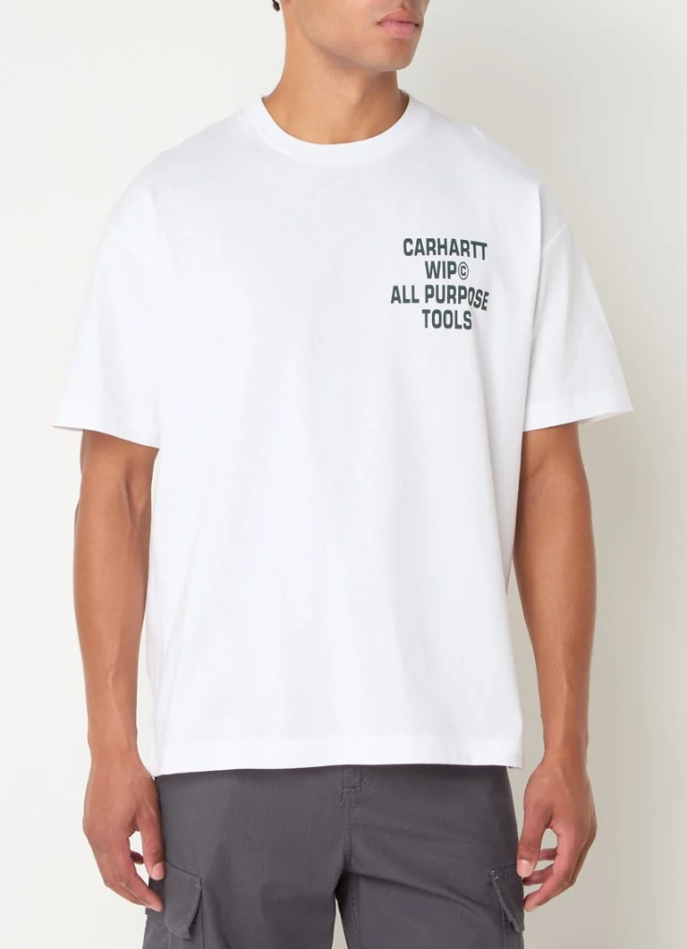 „Carhartt WIP Cross Screw“ marškinėliai iš ekologiškos medvilnės su logotipu ir spauda nugaroje
