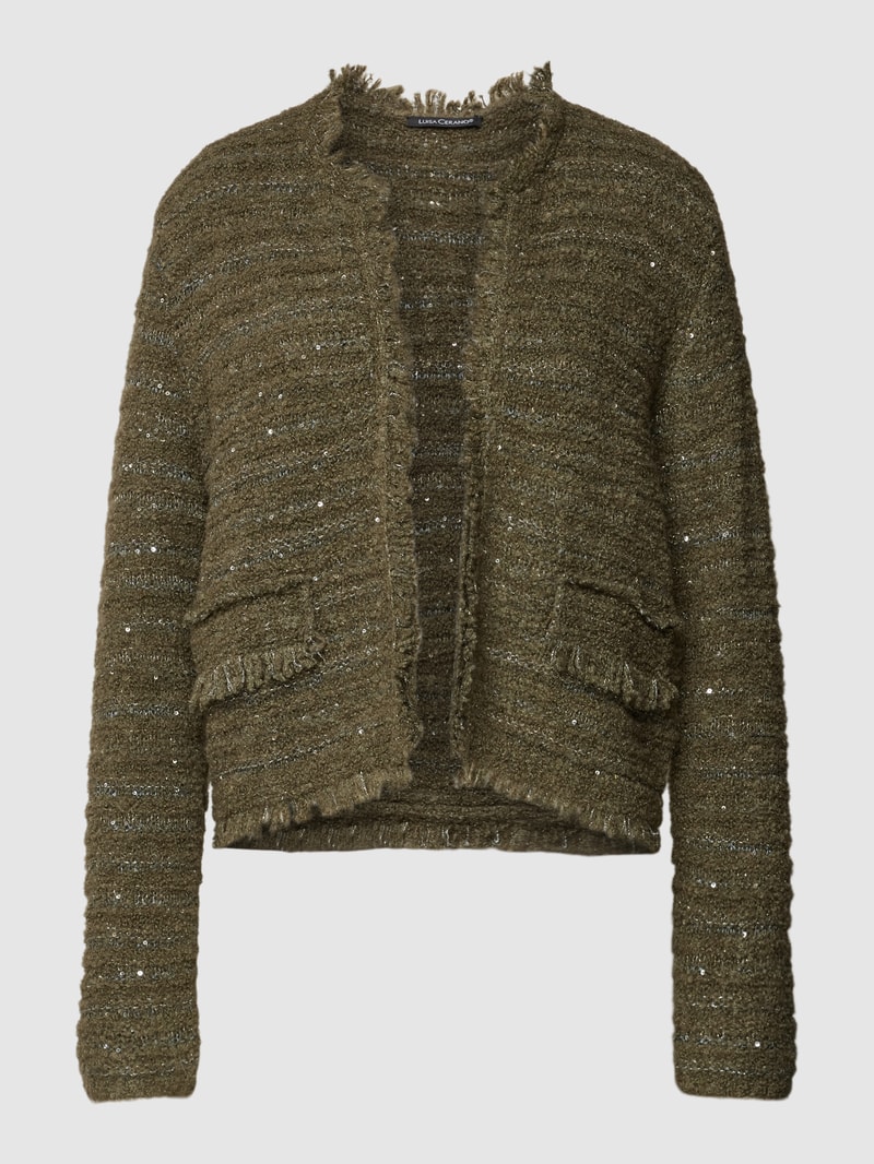 Cardigan mit Fransen in khaki