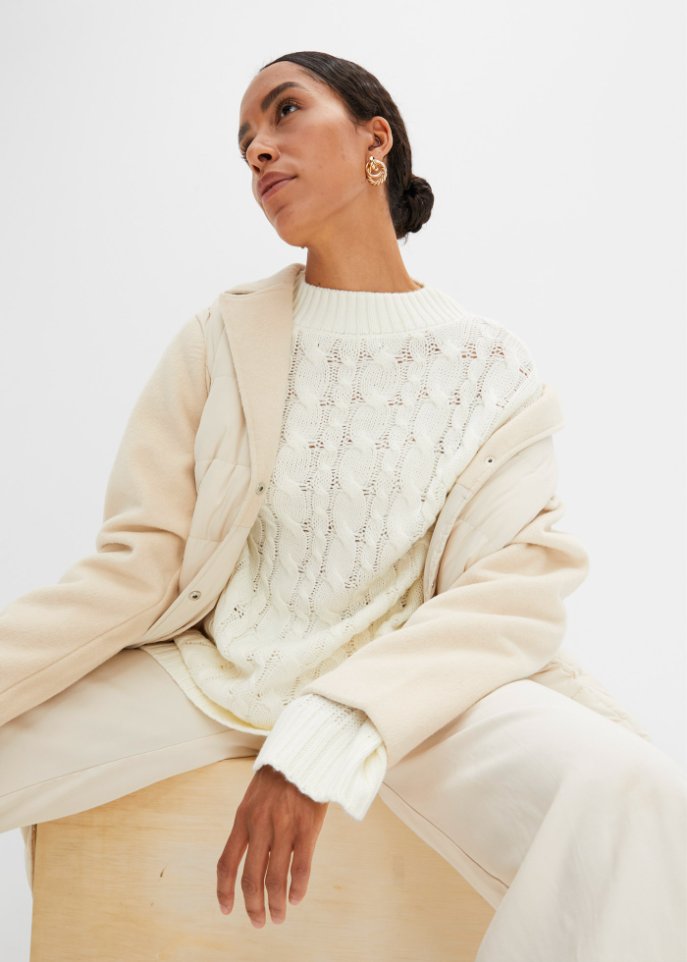 Oversized Pullover mit Zopfmuster