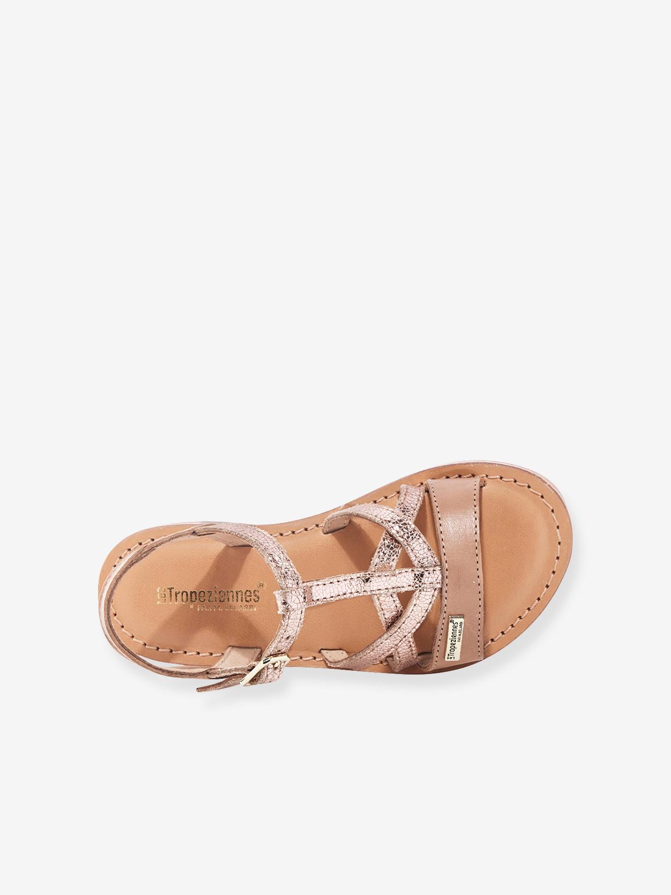 Sandales cuir enfant Biron LES TROPEZIENNES® PAR M. BELARBI beige imprimé