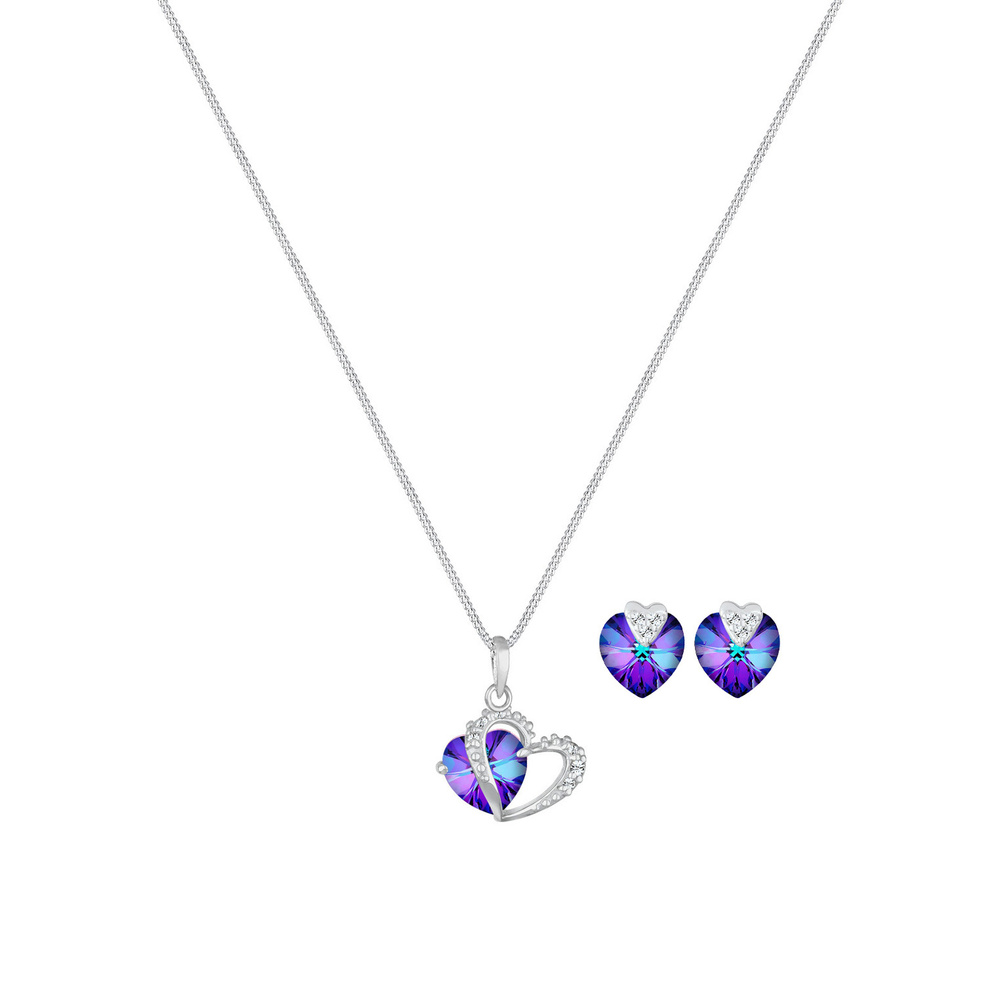 Elli Elli Ensemble de Bijoux Herz Kristalle 925 Silber Bijoux