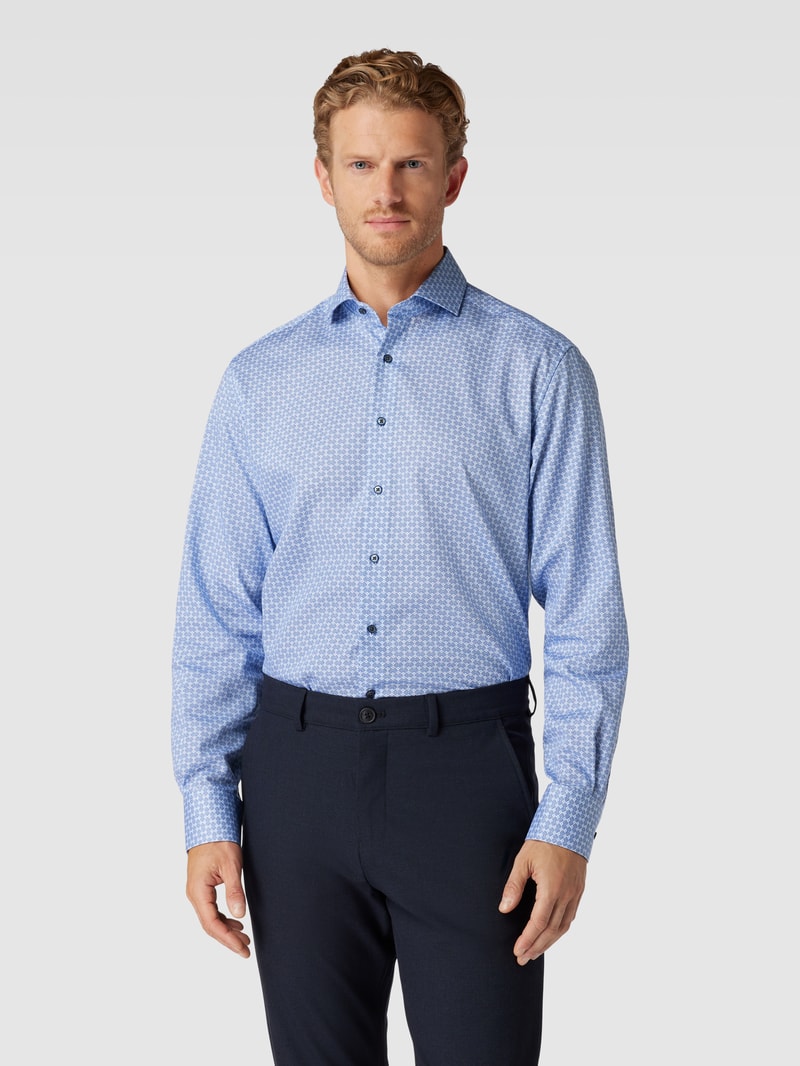 Modern Fit Business-Hemd mit Allover-Muster in bleu