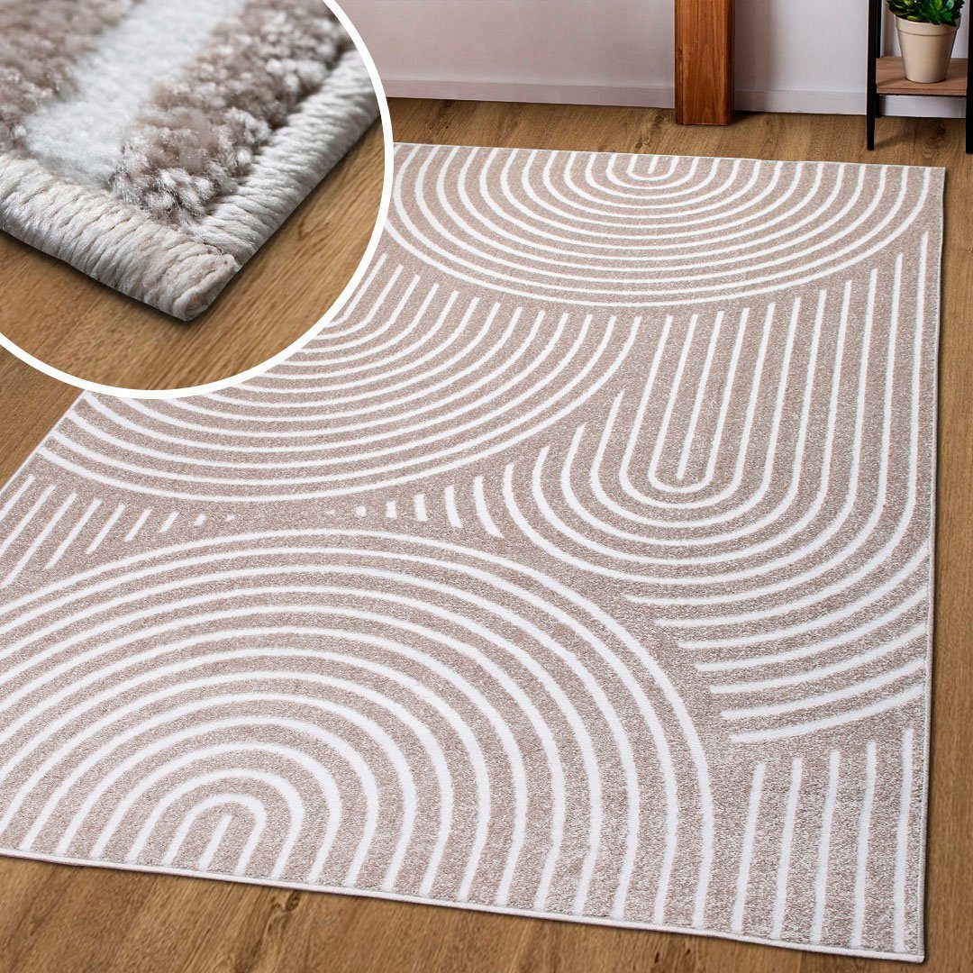 Teppich Fadel, andas, rechteckig, Höhe: 9 mm, 3D-Effekt, softer Kurzflor, pflegeleicht, leichter Glanz, Scandi-Look