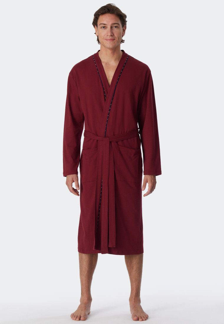 Bademantel Fine Interlock bordeaux - Essentials