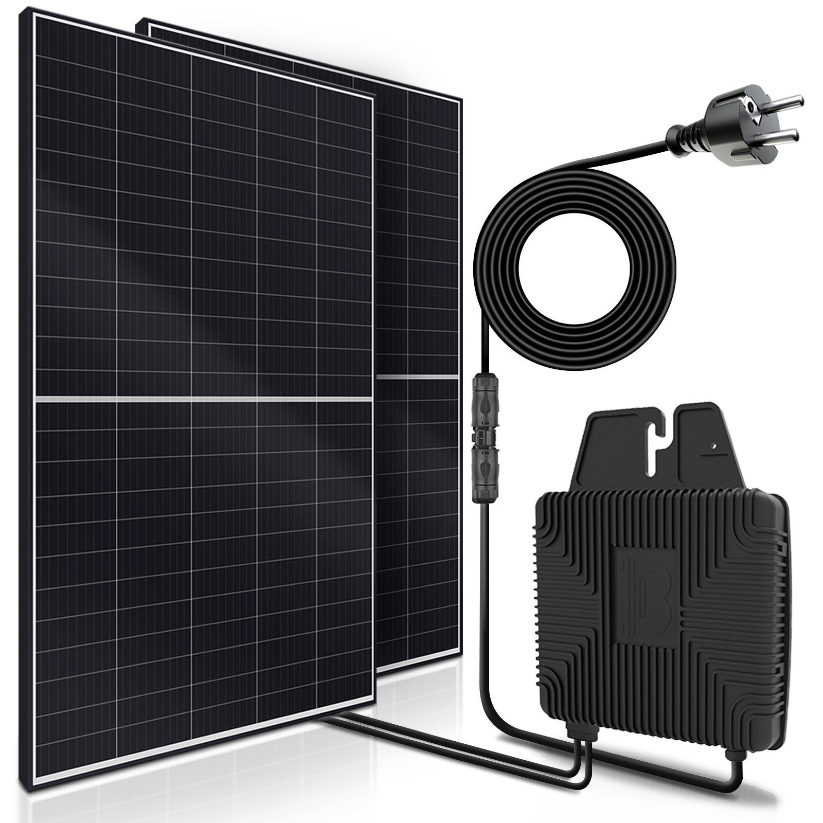 SUNNIVA Solaranlage Balkonkraftwerk 830W, 600,00 W, Monokristallin, (BENY Wechselrichter, Solaranlage Komplettset mit 5m Anschlusskabel für Schuko Steckdose), Balkon Mini-PV Anlage genehmigungsfrei, steckerfertig