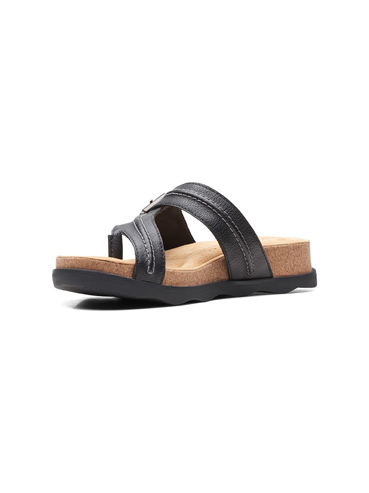 Clarks Leder-Zehentrenner in Schwarz günstig kaufen