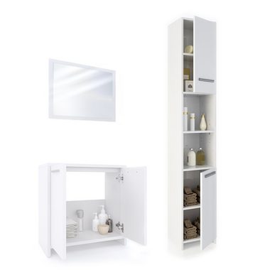 Vicco Badmöbel-Set Badezimmerset KIKO Weiß Set 3, (3-er Set, 3-St., 3-er Set)