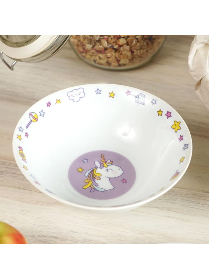 Geda Labels Kindergeschirr Einhorn Doodle 3teilig in Weiß - 24x9,8x14,5 günstig kaufen onesize