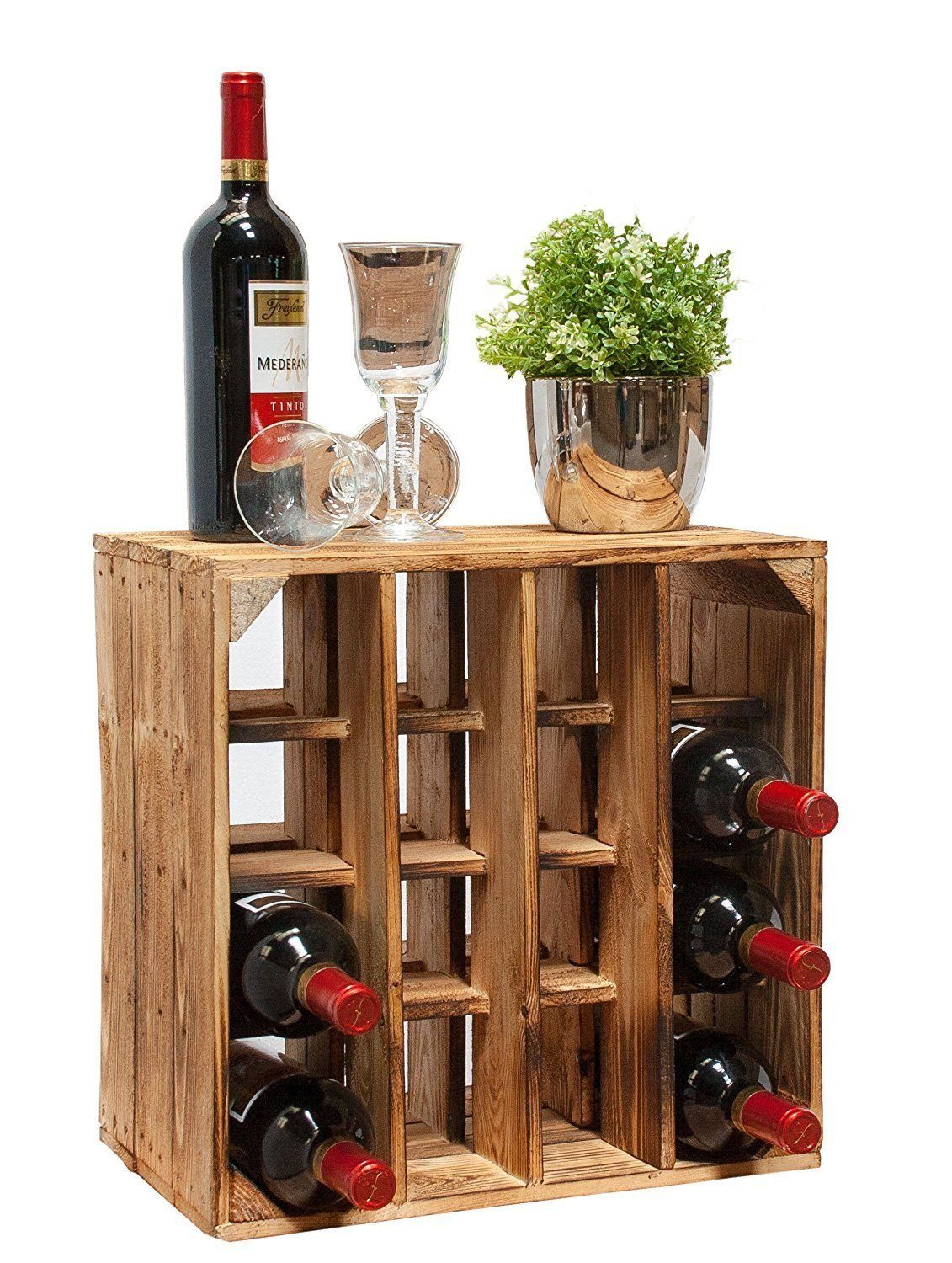 Kistenkolli Altes Land Allzweckkiste Geflammtes Weinregal 16er 40cmx40x27cm Obstkiste Weinkiste Weinhalter