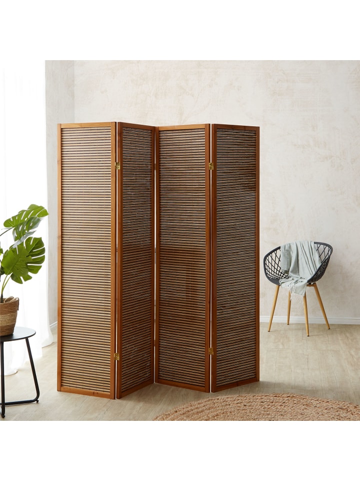 Homestyle4u 4-tlg. Paravent in Braun 176x175 günstig kaufen onesize