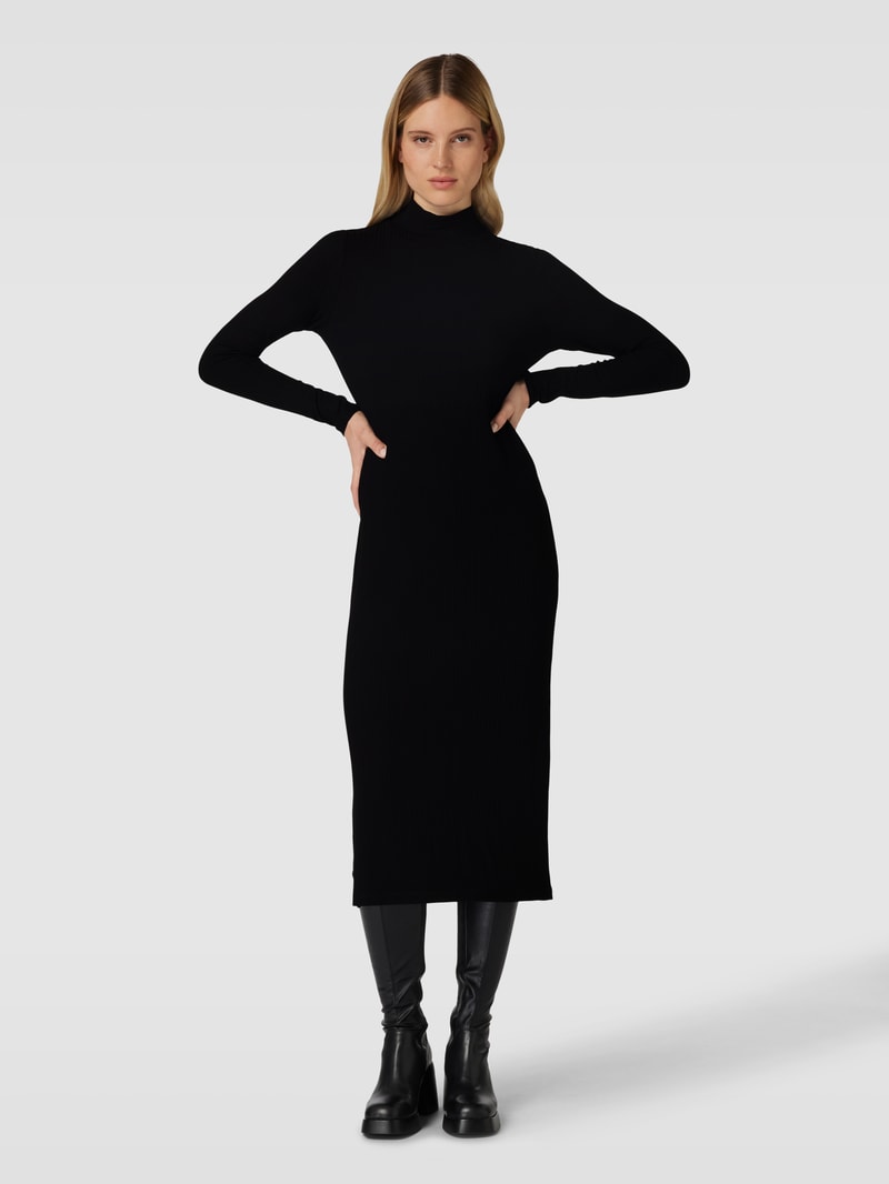 Strickkleid mit Stehkragen Modell 'Wipona' in schwarz