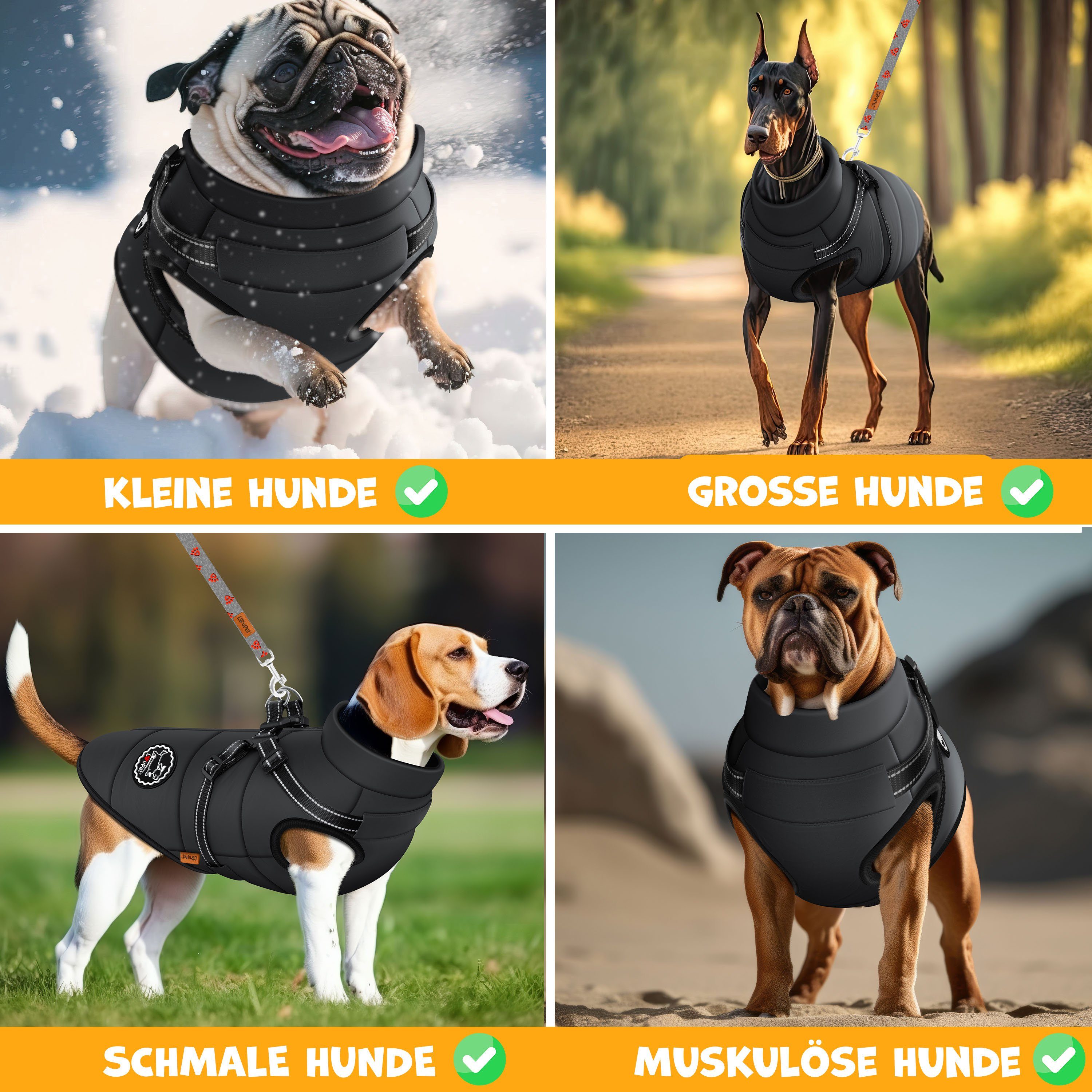 Lovpet Hundejacke, Hundemantel mit Geschirr, inkl. 45 Stück Kotbeutel +Spender
