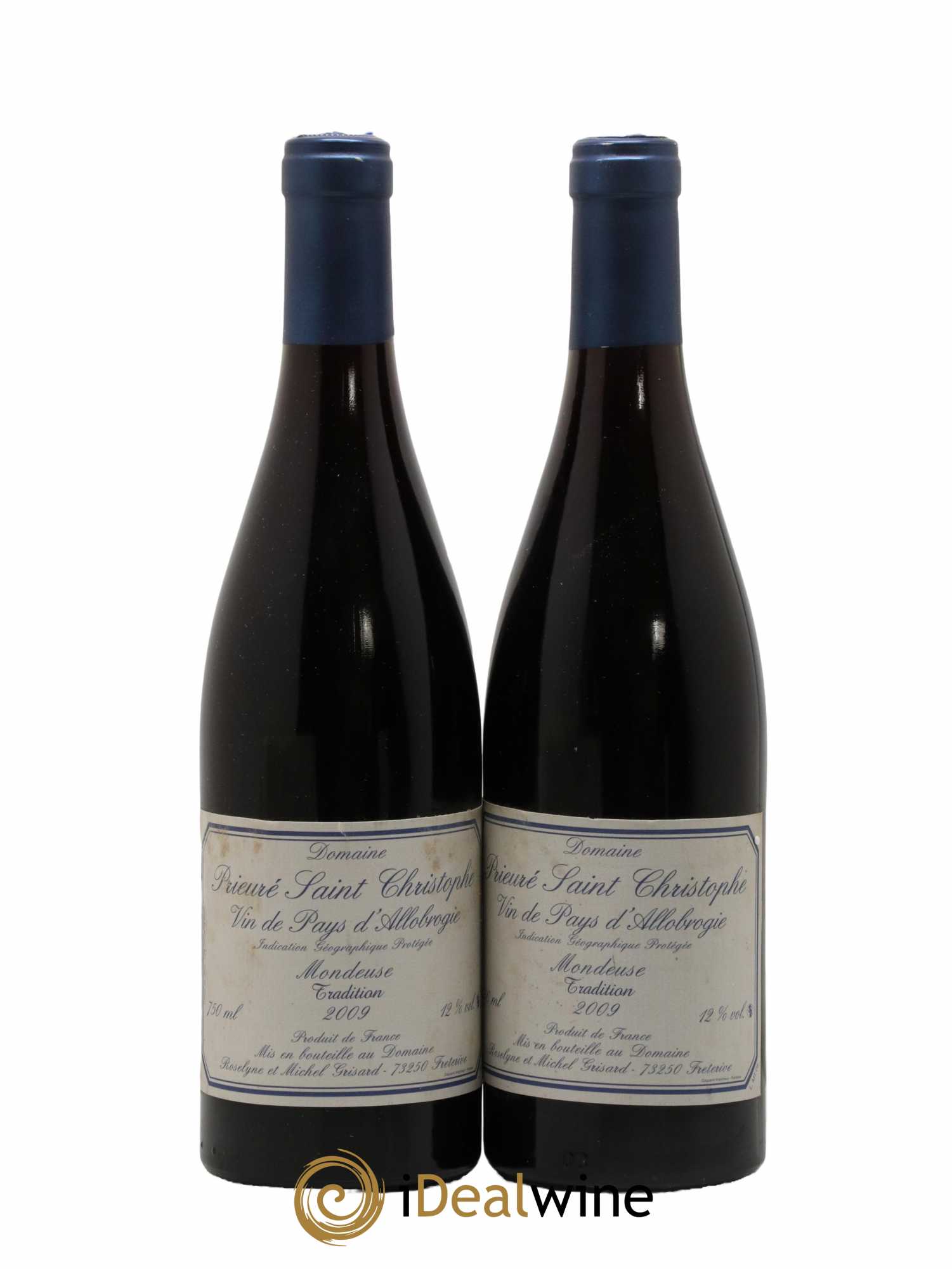 IGP d'Allobrogie Mondeuse Tradition Prieuré Saint Christophe (Domaine)  2009 - Lot de 2 Bouteilles