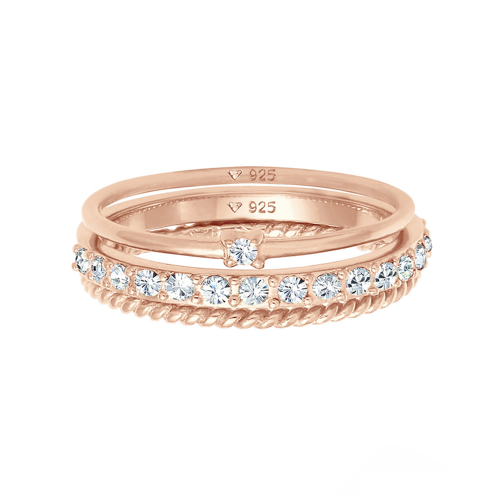 Elli Elli Bague Femmes Pile Élégante Festif Look des Couches avec Cristaux en Argent S Bague