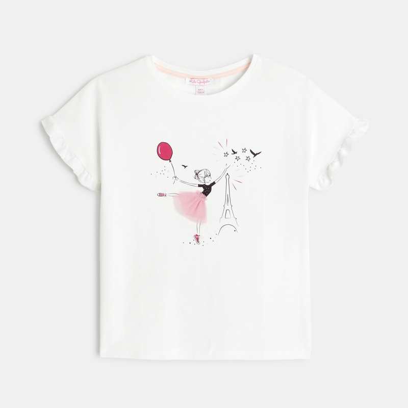 Tshirt blanc dessin crayonné Lili Gaufrette fille